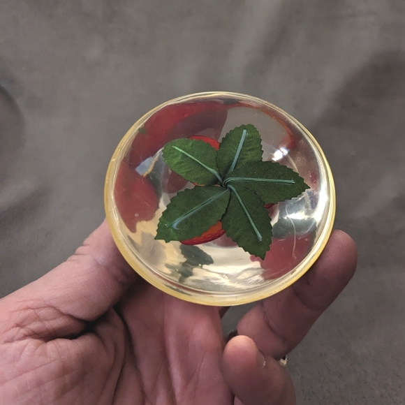 Vintage Domed Lucite Paperweight with Strawberries - Picture 8 of 9